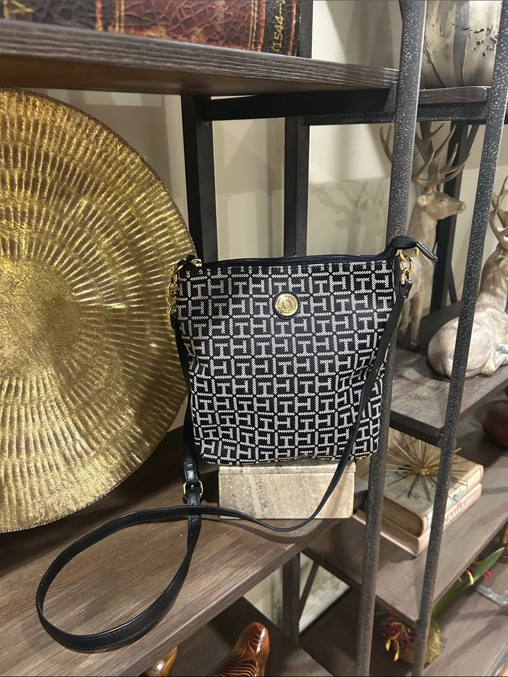 Tommy Hilfiger Black/White Monogram Crossbody Bag